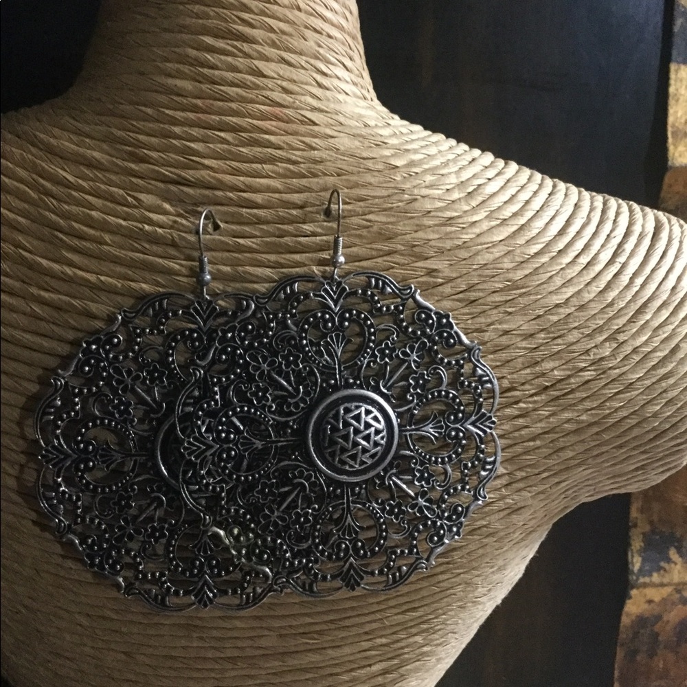 Matt Silver Pierced Earrings.